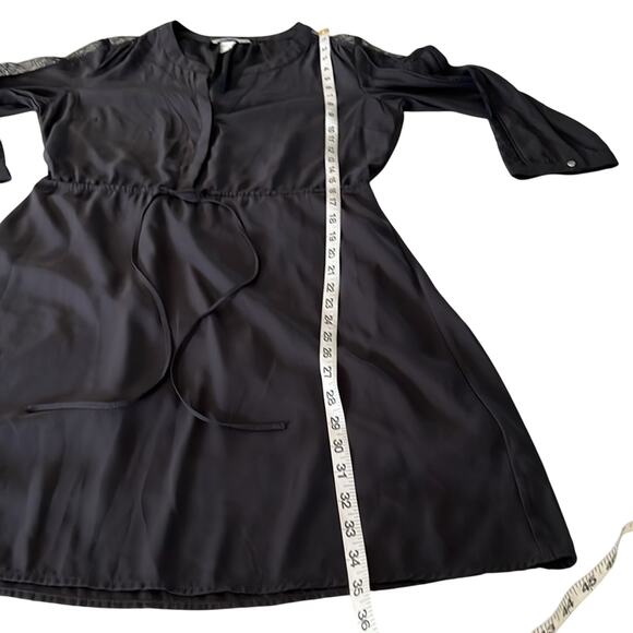 H&M Black Dress Woman Size 8 Silky Polyester Lace Tie Waist Office Casual Date - Picture 11 of 11